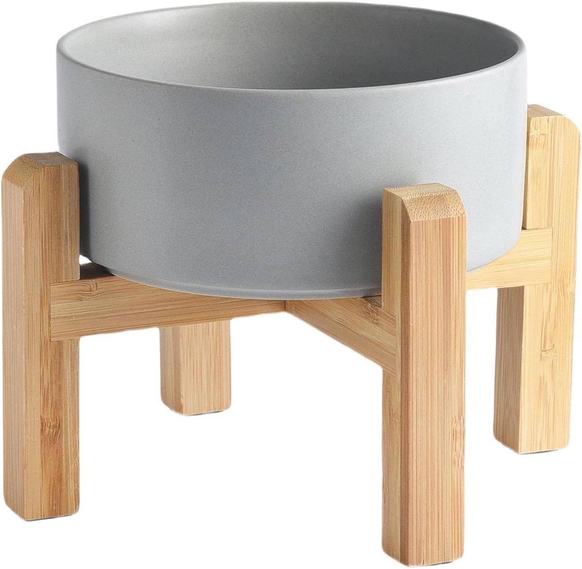 Keramische Hondenbak - Verhoogde Voerbak - Comfortabel Eten - Anti-braak Ontwerp - 30 oz Capaciteit - Grijs
