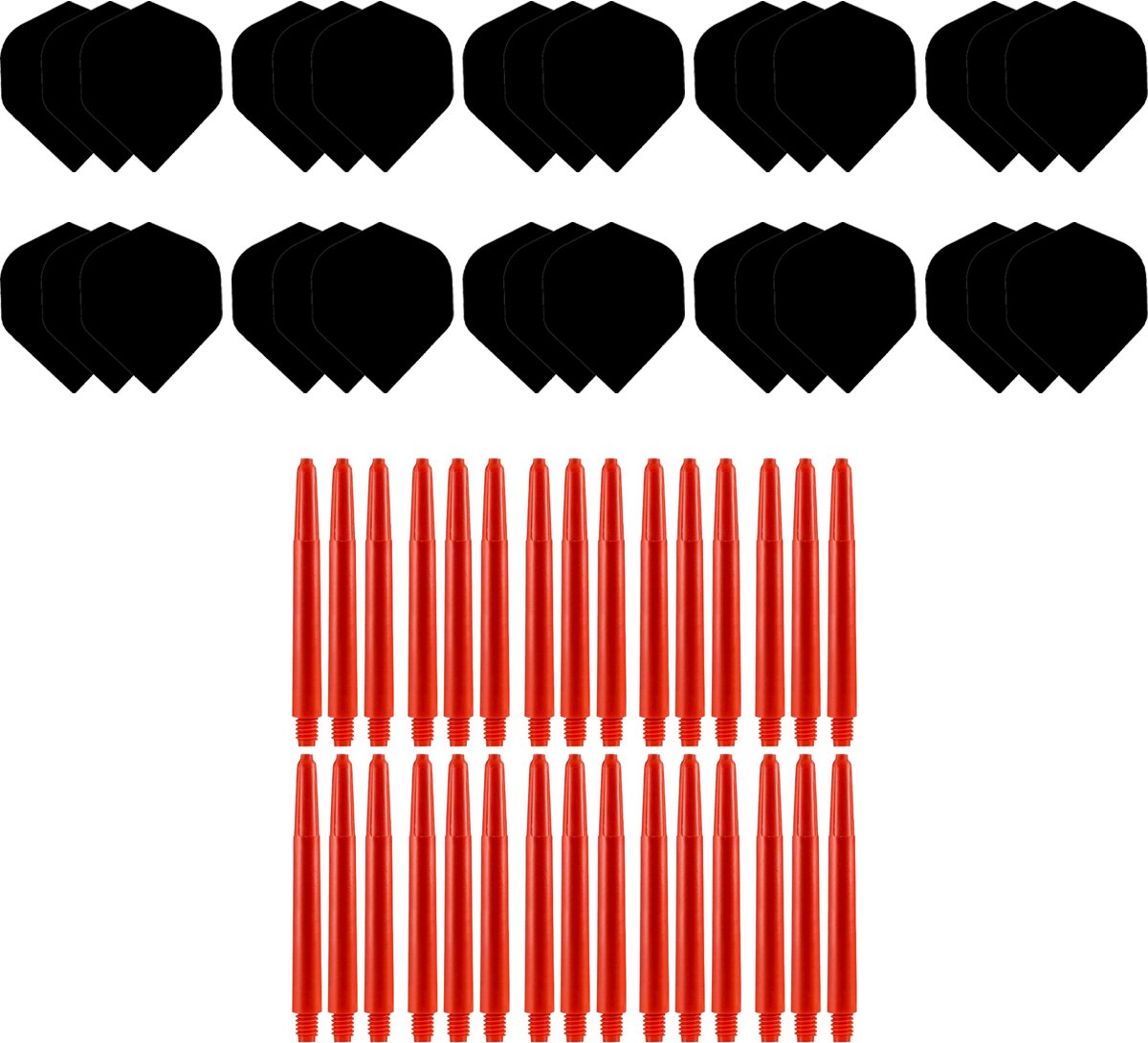 Dragon Darts Dart Flights en Dart Shafts - Multipack - 20 Sets - 60 Stuks - Extra Stevig - Darts Flights - Darts Shafts - Medium Rood