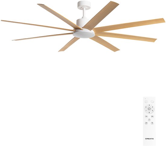 Plafondventilator 40W stil met afstandsbediening, zomer/winter functie, Ø165-183 cm voor grote ruimtes
