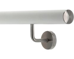 Wandleuning Aluminium - Trapleuning Balkonleuning - Veilige Traplift - Roestvrijstalen Houders - 120 cm - Wit
