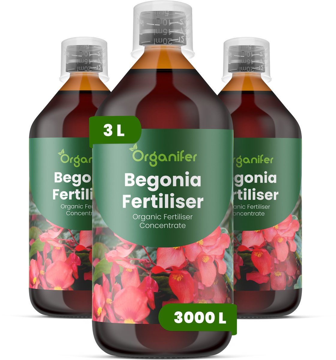 Vloeibare Meststof Voor Begonia 3X1 L Voor 3000 L - Npk 2-1-8 - Krachtige Groei - Weelderig Blad - Levendige Bloemen - Sterke Wortelontwikkeling - Bladkleur - Plantvitaliteit - Zachte Nutriëntenopname - Organifer