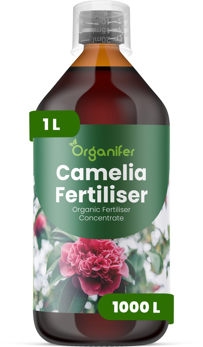 Vloeibare Meststof Voor Camellia 1 L Voor 1000 L - Npk 3-4-3 - Knopvorming - Rijke Bloei - Sterk Wortelstelsel - Koel Seizoensstress - Bladglans - Kleurintensiteit - Groenblijvende Vitaliteit - Langdurige Bloei - Organifer