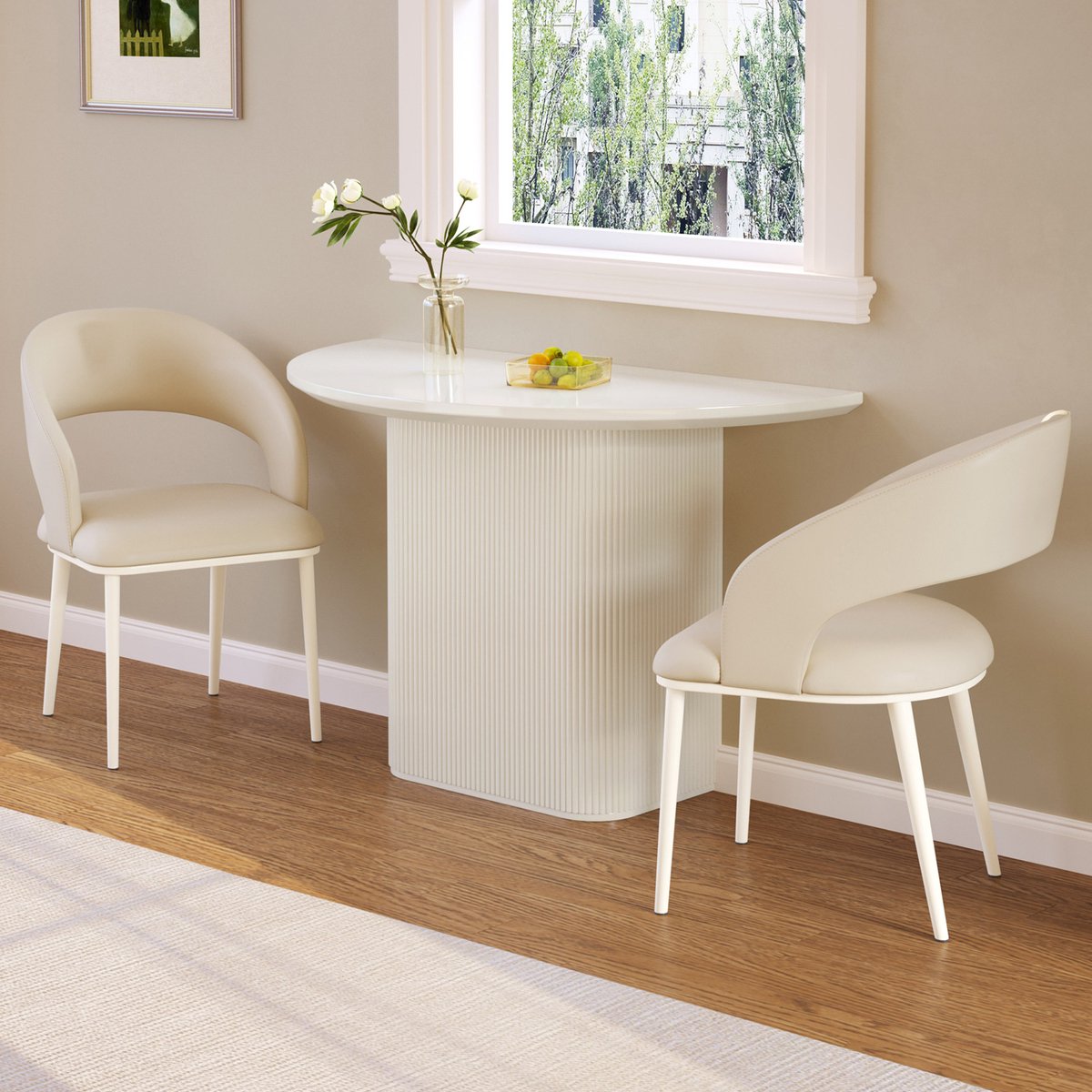 Guyii Nordic Series–Salontafel Set met 2 Stoelen–Extra Groot & Multifunctioneel–Opbergruimte & Comfort Design–Haltafel 110 cm