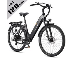 TTGO Elektrische Fiets C3- 28 Inch E-Bike Stadsfiets - 18Ah Accu tot 120 km Bereik - Shimano 7 Speed- Aluminium Frame - Zwart