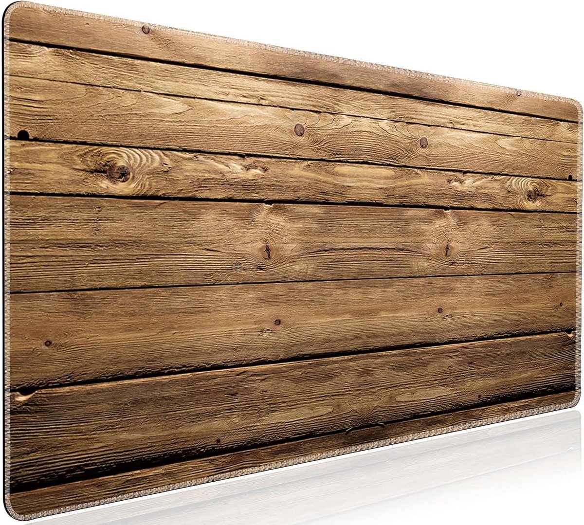 Houten Bureaumat - Gaming Muismat - Bureau Organisatie - Gestikte Randen - 90 x 40 cm - Houtkleur