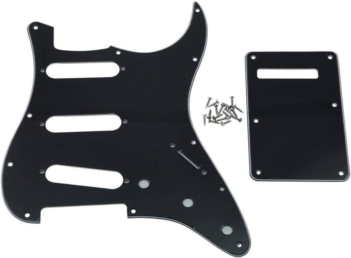 Links Handige Stratocaster SSS Pickguard met Tremolo en Achterplaat in Wit Parelsysteem voor Fender Gitaren