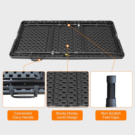 Campingtafel - Klaptafel - tafel - Opklapbare tafel voor buiten - Draagbare klaptafel - Verstelbare hoogte - Draagvermogen 135 kg - 125*61*74 cm - Geschikt voor kamperen, picknicks, binnen- en buitengebruik - Zwart van Merkloos — afbeelding 5