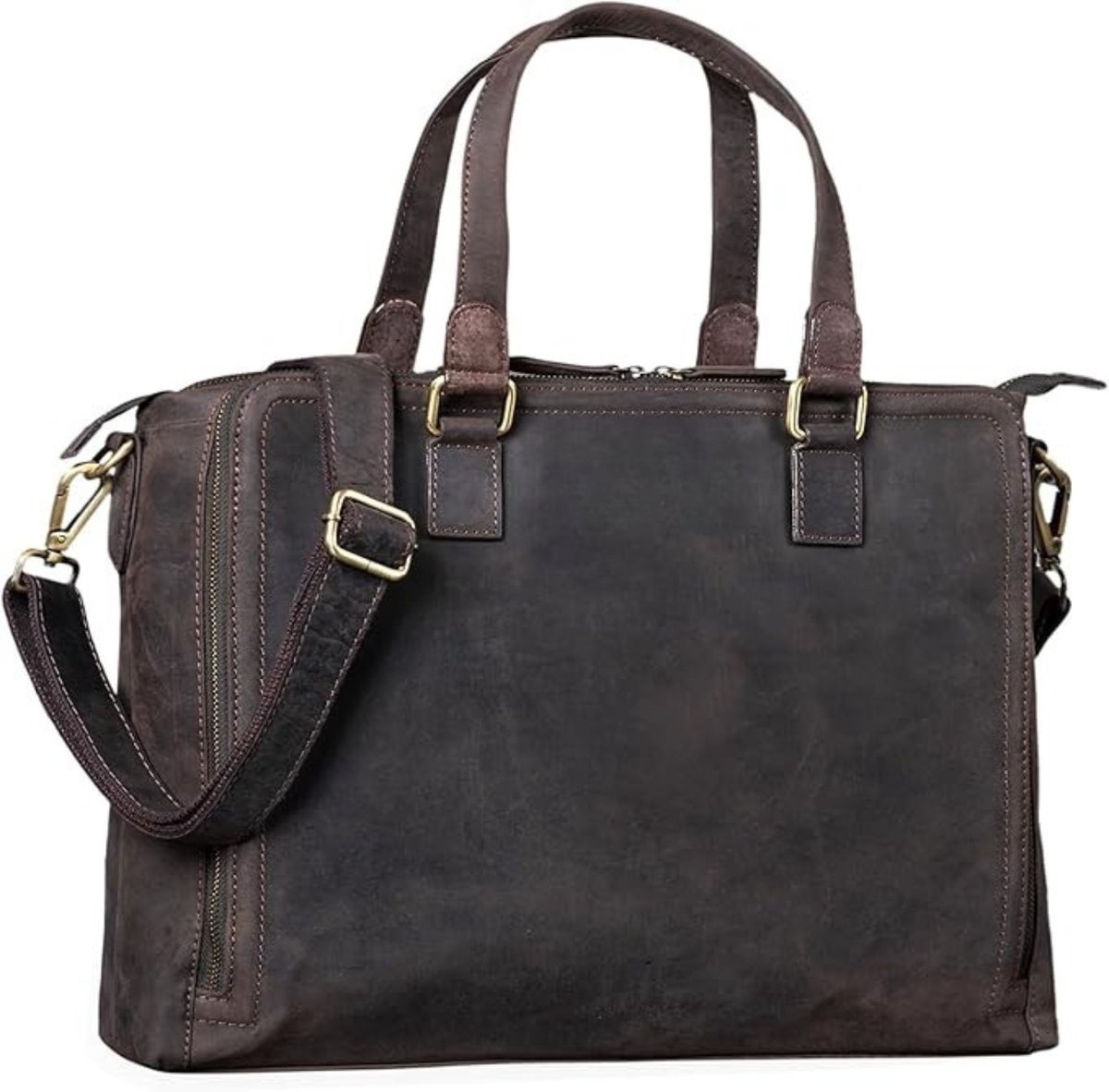 Leren Laptoptas - Laptoptas - Leren Tas - Luxe Leren Laptoptas - Werktas - Schoudertas - Business Tas - Leren Business Tas - 15 inch - Donkerbruin - van Imperatoris
