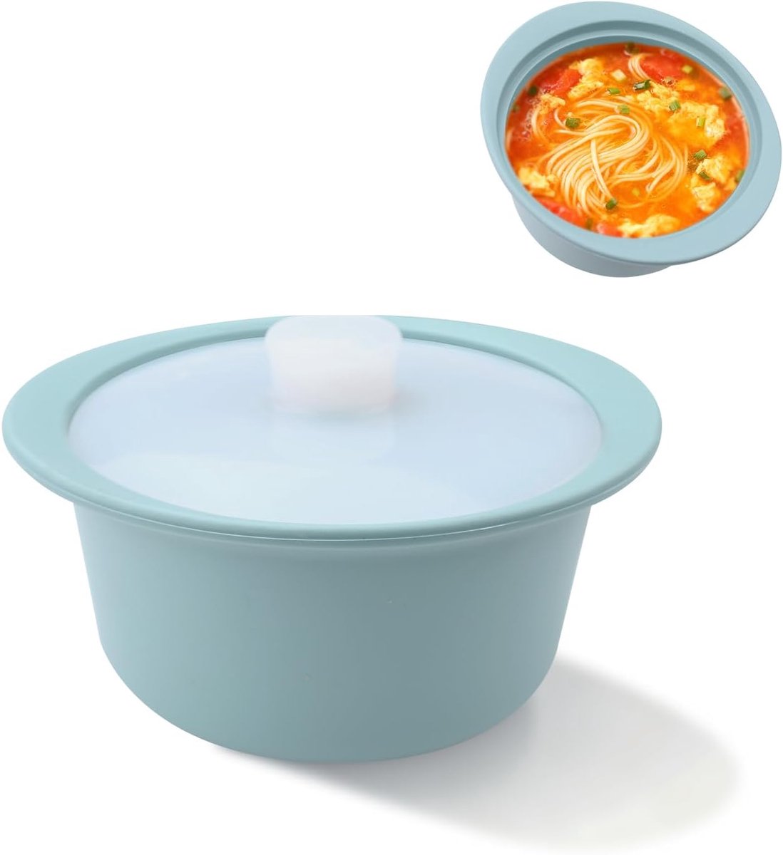 23oz Silicone Magnetron Stomer met Handvat - Stoomgaatjes - Warmtebestendig - Food Containers voor Oven en Vaatwasser (Lichtblauw)