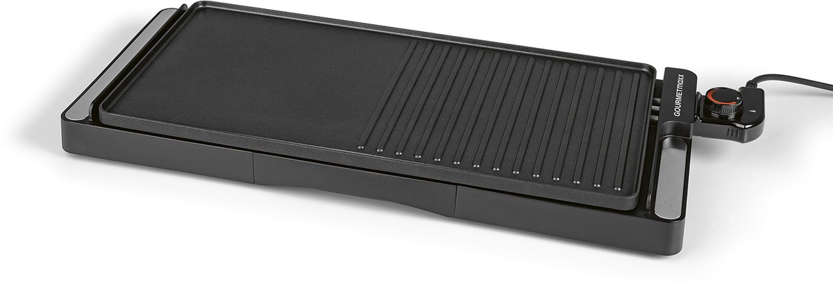 GOURMETmaxx elektrische tafelgrill | Rookvrije elektrische grill 2200 W | Grillplaat met 2 grillvlakken en antiaanbaklaag voor eenvoudige reiniging | BBQ-grill met traploze temperatuurregeling