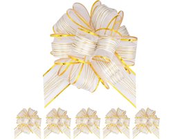 6 Stuks Grote Cadeau Strik (15 cm, Wit) voor Verpakking, Verjaardag, Bruiloft, Kerst, Feest en Auto Decoratie