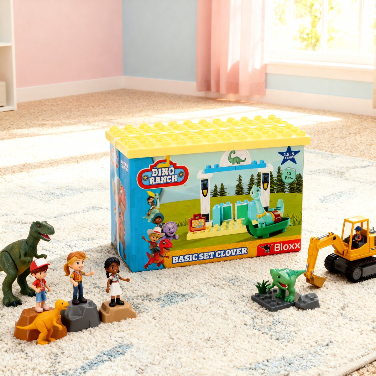 Big Bloxx Dino Basic Set Clover - Dino Bouwblokken Speelset - 13-Delig - Ideaal Voor Jonge Bouwers - Stimuleert De Fantasie - Geschikt Vanaf 1,5 Jaar - Meerkleurig