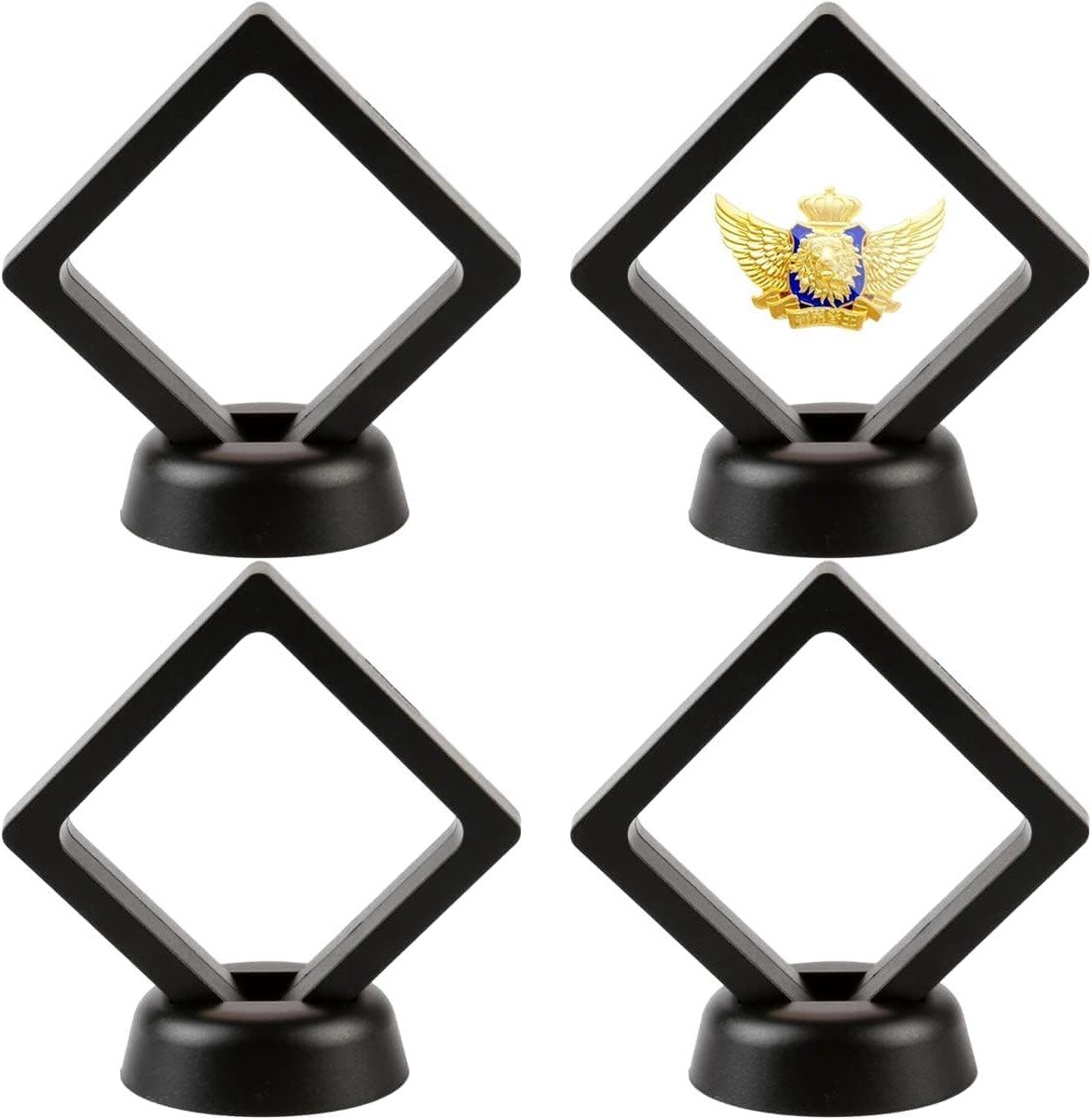 Set van 4 Transparante 3D Zwevende Lijsten voor Munten, Medailles en Sieraden, Zwart
