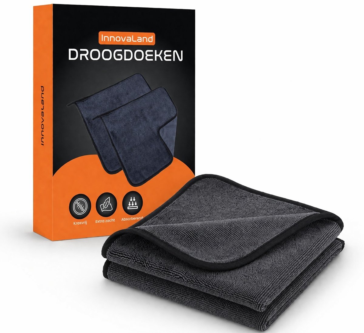 Innovaland - Droogdoek Set Van 2 Stuks - 60x40CM - Streeploos - Sneldrogend - Microvezeldoekjes - Badkamer - Auto - Schoonmaakdoekjes - Microvezel Doek - Raamdoeken - Microvezeldoeken - Droogdoeken - Schoonmaakdoeken