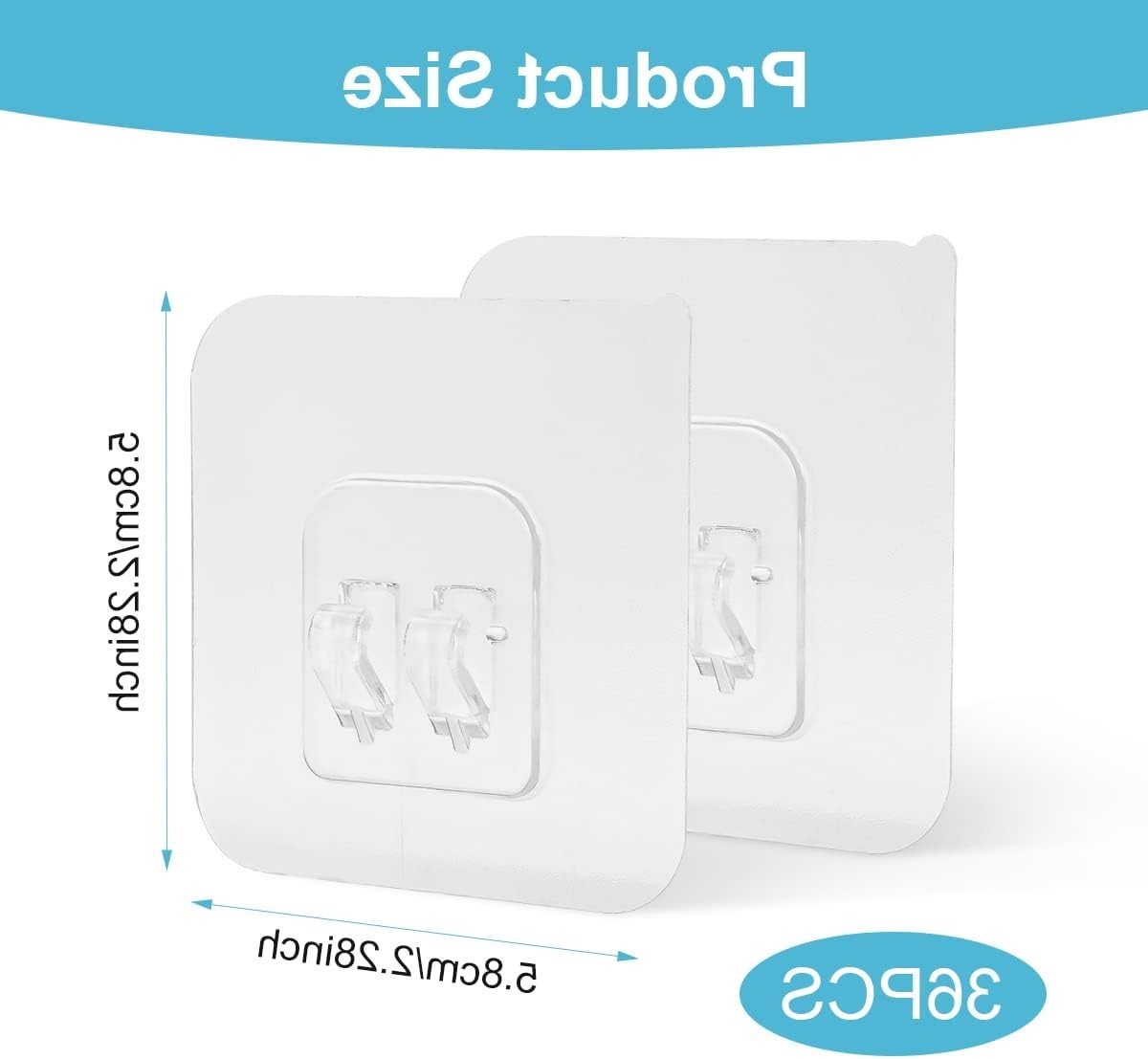 36 Stuks Transparante Plakhaakjes - Sterke en Naadloze Haakjes voor Keuken en Badkamer, Geschikt voor Wandbevestiging