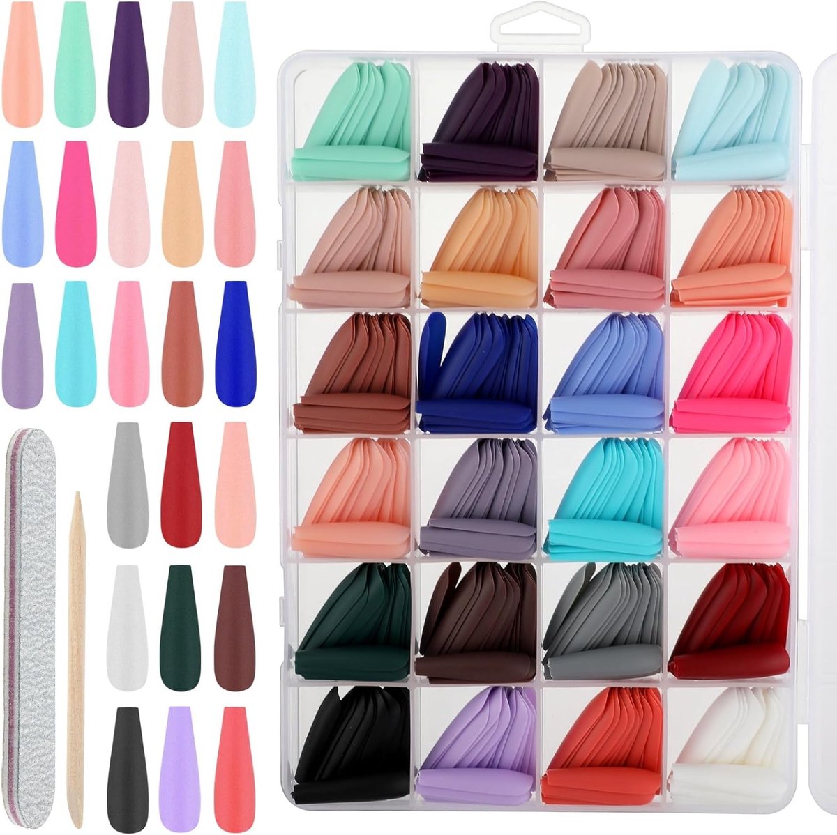 576 Stuks Effen Valse Nagels in 24 Kleuren met Matte Afwerking - Ballerina Volledige Dekking Set voor Thuisgebruik en Nagelstyling