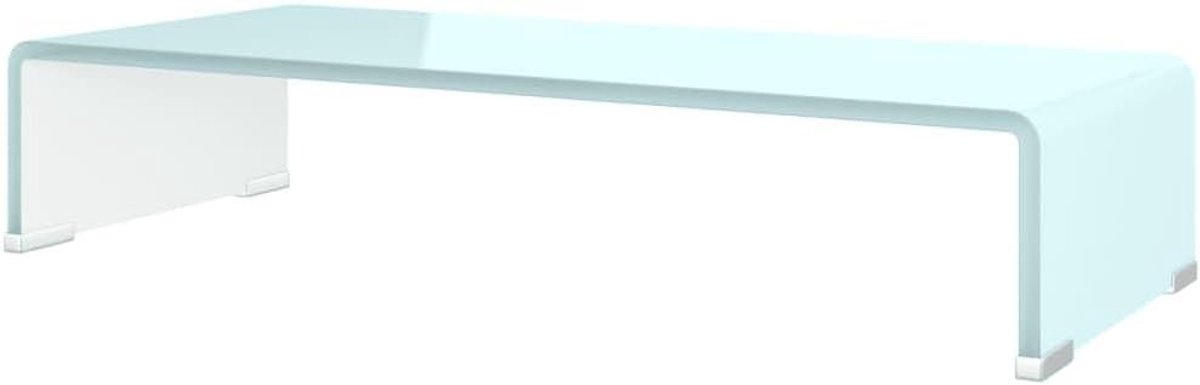 Tv-meubel Monitorverhoger - Glazen Rek - Monitor Verhoging - Gehard Glas - 60x25x11 cm - Wit