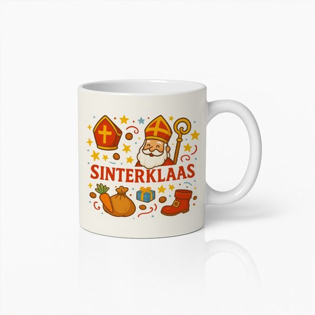 Schattige Sinterklaas Witte Mok 330 ml – Nederlandse Feestdagen Koffiemok met Festief Design – Perfect Cadeau voor Sinterklaasavond