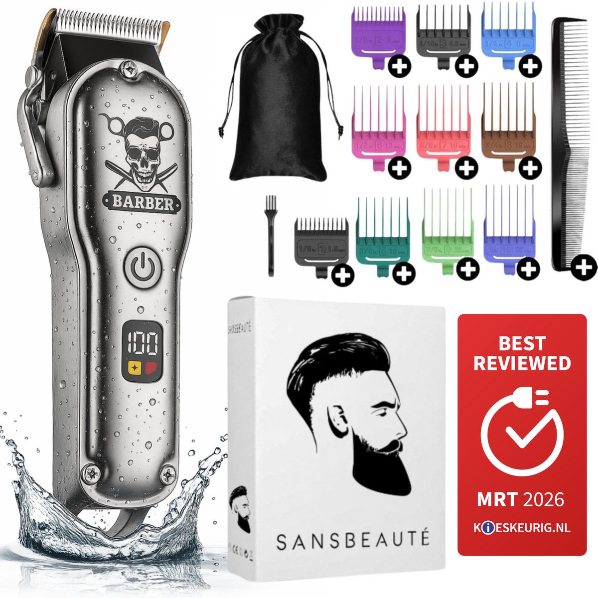 Bol.com Professionele Draadloze Tondeuse - Sansbeauté - Tondeuse Mannen Hoofdhaar - Cheveux Haar - Haartrimmer - Kapper Haar Mac... aanbieding