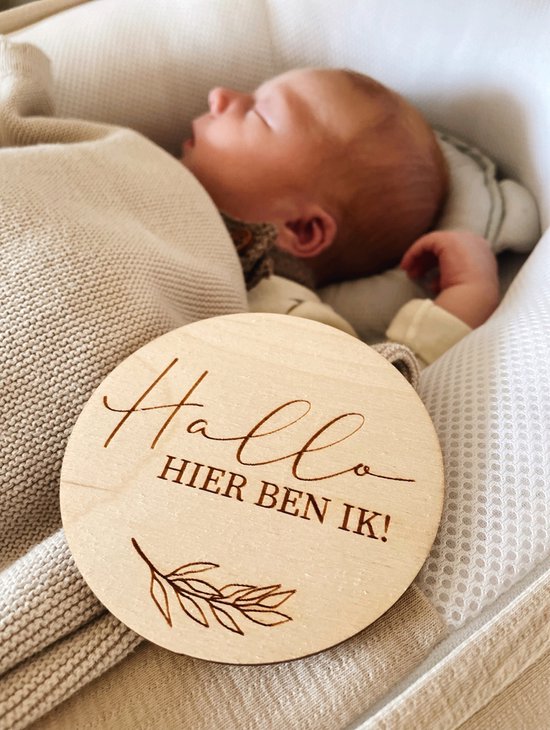BONT - Mijlpaalcirkels Hout - Moi ik bin der GRONINGS - Lasergravure - Baby - Rond - Milestone kaarten - Babyshower of kraamcadeau - Newborn - Weken en maanden - Zwanger - Geboorte cirkels van BONT — afbeelding 2