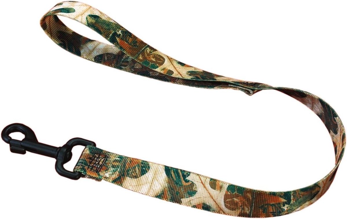 Hondenriem Nylon - Hondenlijn Kattenlijn - Hond Uitlaten - Nikkel Zwenk Snap - 2 voet - Bladpatroon