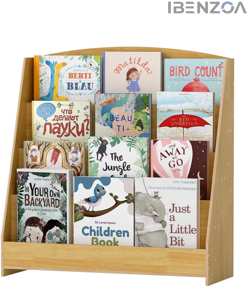 Boekenkast - 4 Laags - Houten - Licht Walnootbruin