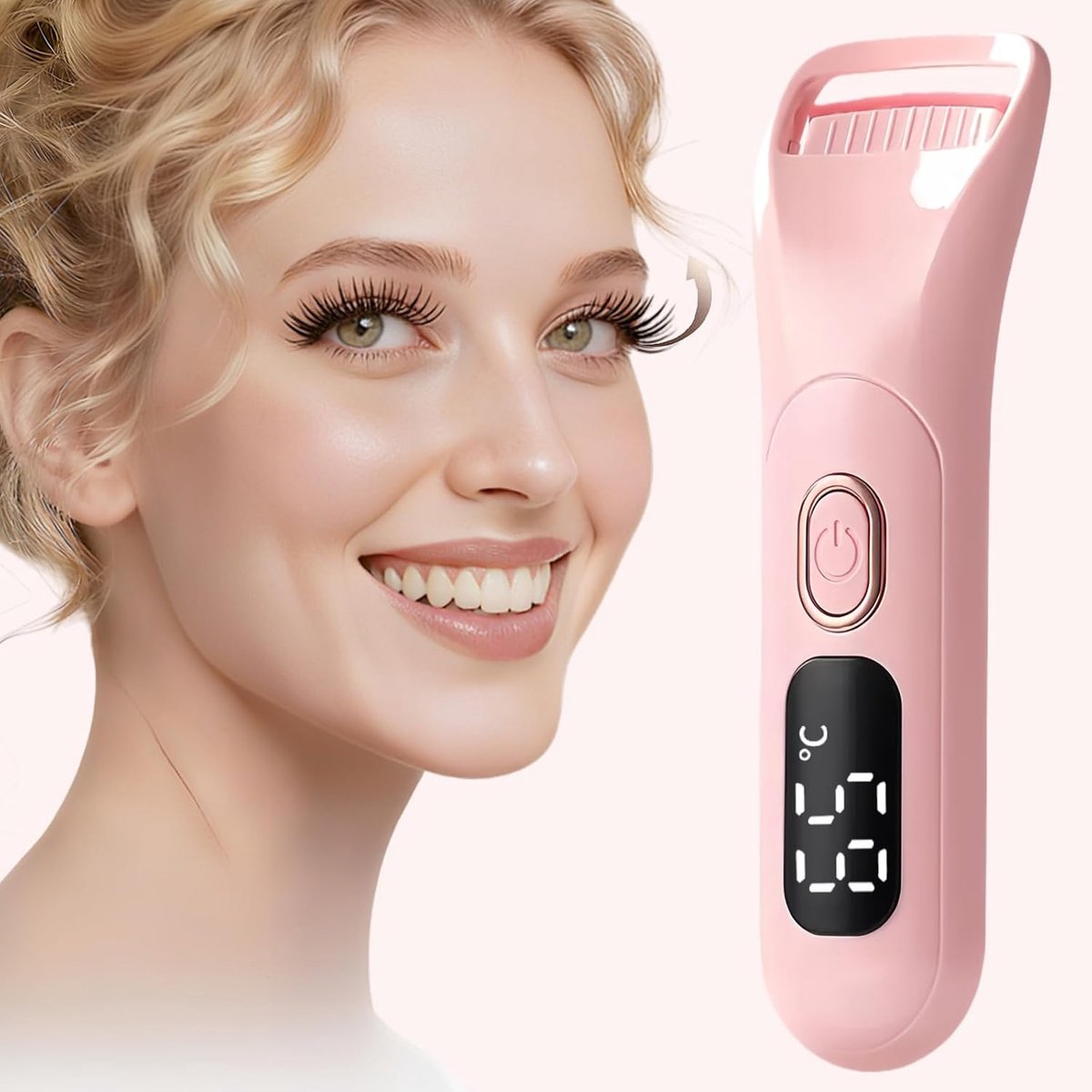 Verwarmde wimperkruller, oplaadbaar - roze