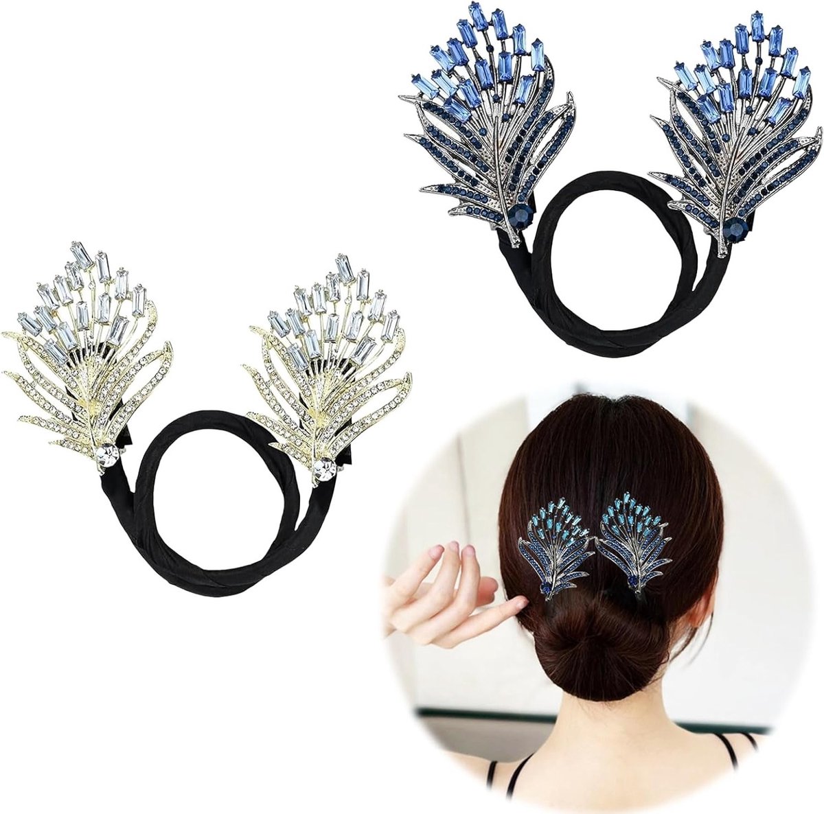 Elegante Haaraccessoires voor Medium tot Lang Haar - Strass Bun Makers en Franse Twist Tools voor Stijlvolle Dames, Herbruikbare Styling Hulpmiddelen