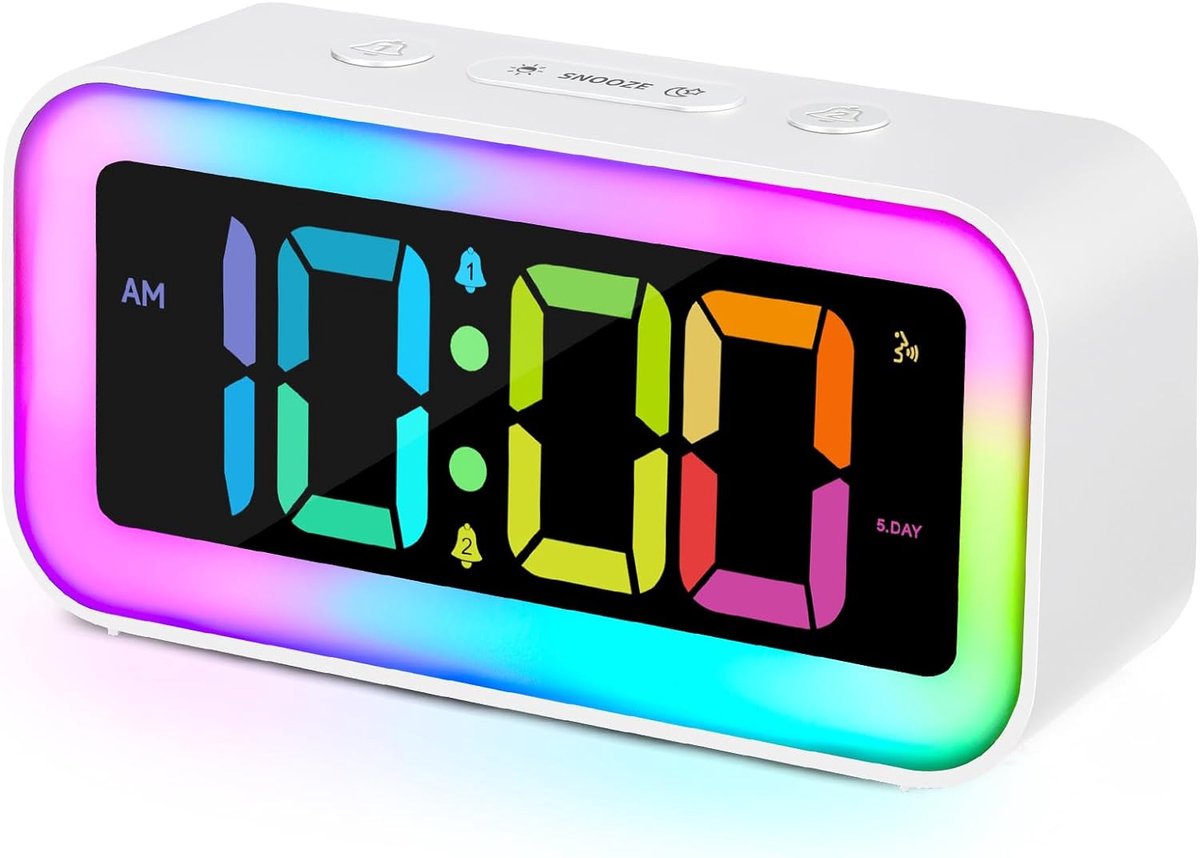 carmdering - Digitale Wekker -Minimalistische LED- Wekkers digitaal - wekker, elektronische klok- elektronische klok - Instelbare Snooze Tijd - Alarmklok - Dimbaar display - Digitale klok slaapkamer - Wit
