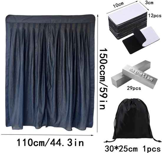 Magnetisch deurgordijn voor campers, muggenwerend, zonwerend, ademend, magnetisch gordijn - zwart, 150 cm * 110 cm — afbeelding 5