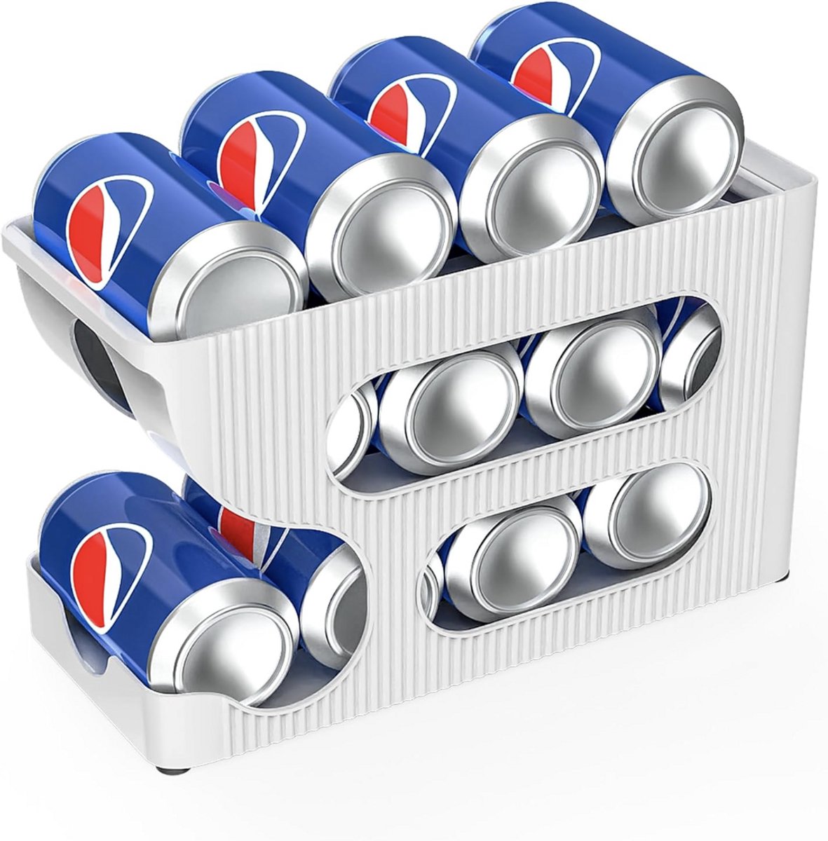 Set van 2 Blikjesdispensers Wit Rollend Plastic Organizer Voor 24 Blikjes 330-355 ml