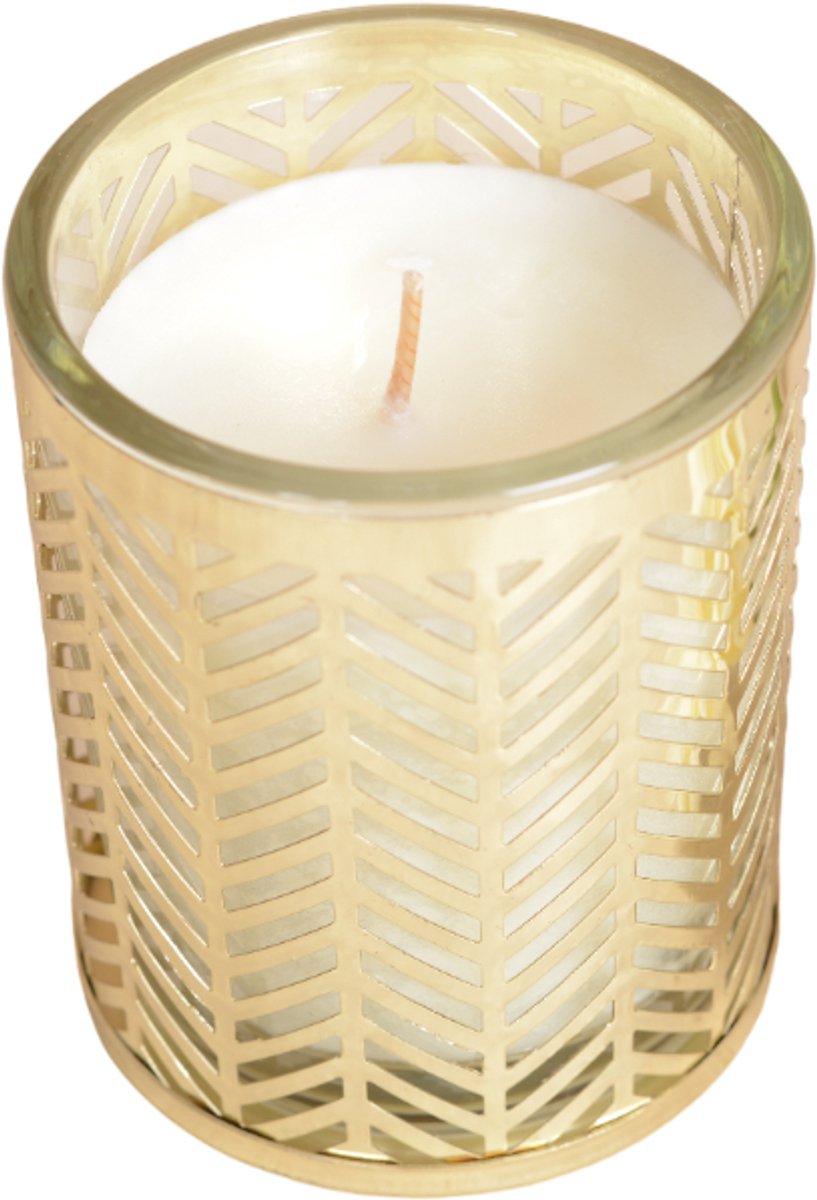 AULICA - Geurkaars - vanille kaars in glas - klein model - 8x7,5 cm - Goud