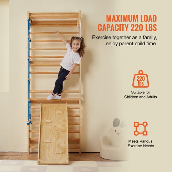 VEVOR Klimwand Klimrek 5 In 1 Houten Binnenspeelgoed voor Kinderen — afbeelding 4