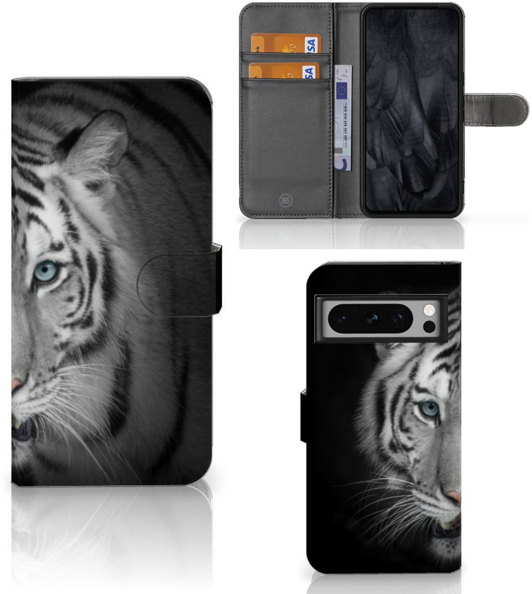 Boekhoesje voor Google Pixel 8 Pro Telefoonhoesje met Pasjes Tijger