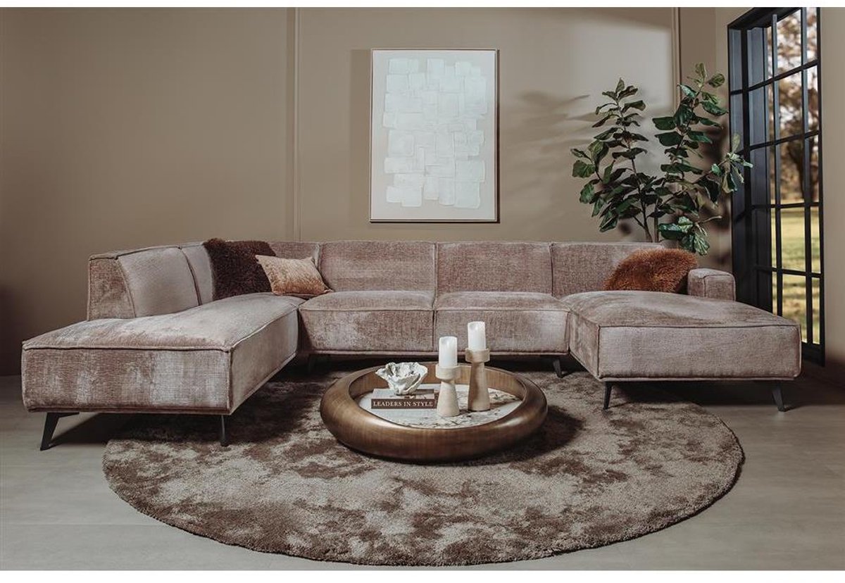 Tower Living - Leeds U-bank: chaise R + ottoman L touch - taupe