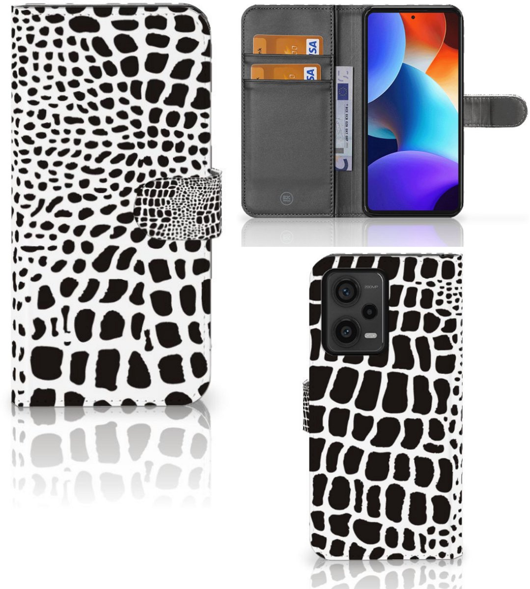 Xiaomi Redmi Note 12 Pro Plus Telefoonhoesje met Pasjes Slangenprint