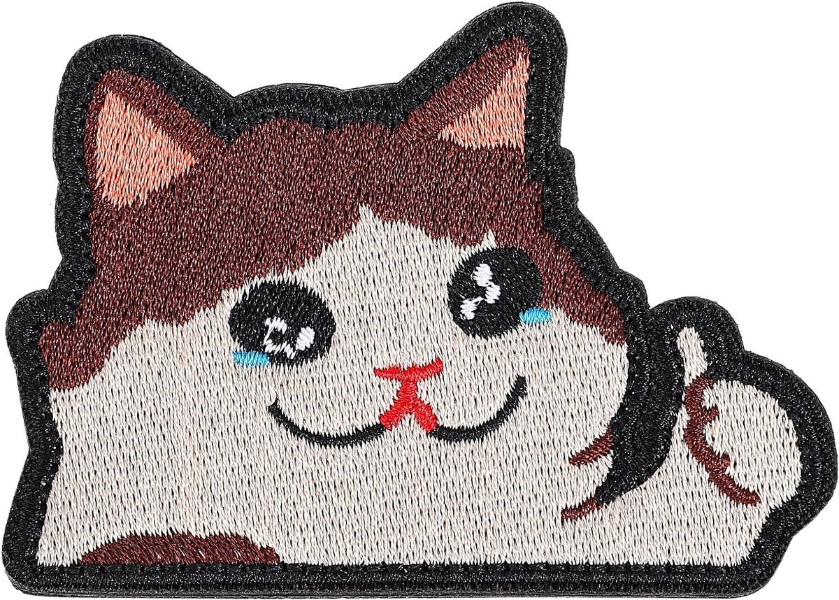 Grappige geborduurde appliqués van huilende katten voor DIY accessoires, stickers voor rugzakken en hondentuigen