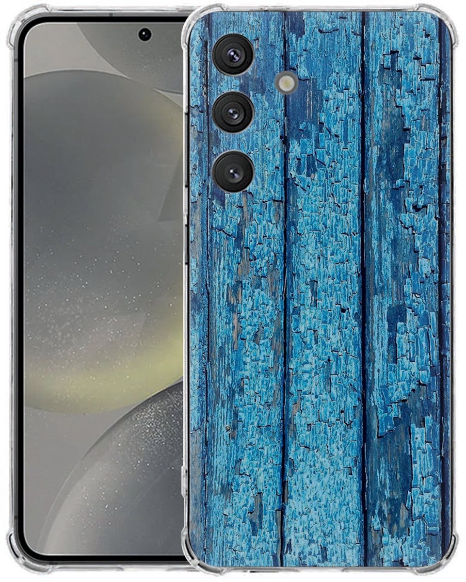 Samsung Galaxy S25 FE Hoesje - Wood Blue TPU Antishock