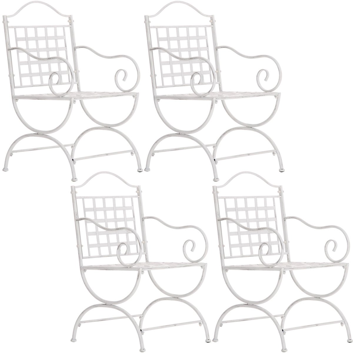CLP Lotta tuinstoel set van 4 - metaal - art-nouveau - armleuningen - antiek/wit
