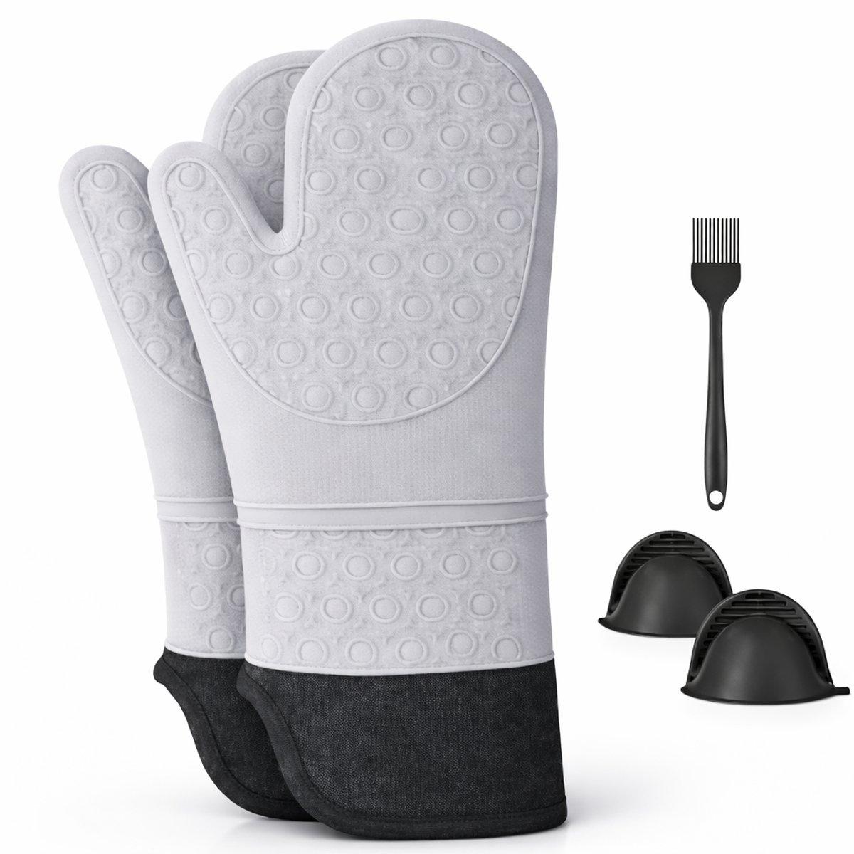 Philorn Siliconen Ovenwanten - Ovenhandschoenen - Pannenhandschoenen - Hittebestendig tot 230 °C - Ovenhandschoenenset - Grijs