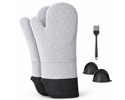 Philorn Siliconen Ovenwanten - Ovenhandschoenen - Pannenhandschoenen - Hittebestendig tot 230 °C - Ovenhandschoenenset - Grijs