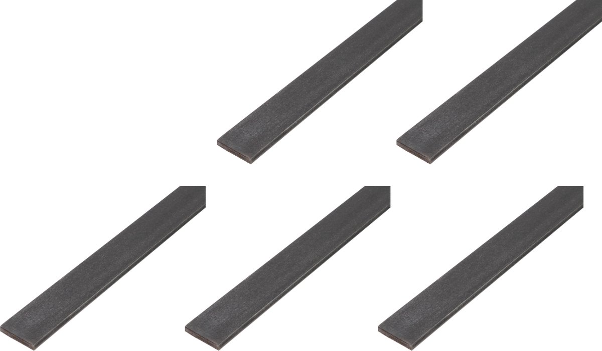 Alberts 5 x platte strip, blank staal, 10 x 2 mm, lengte 1 m