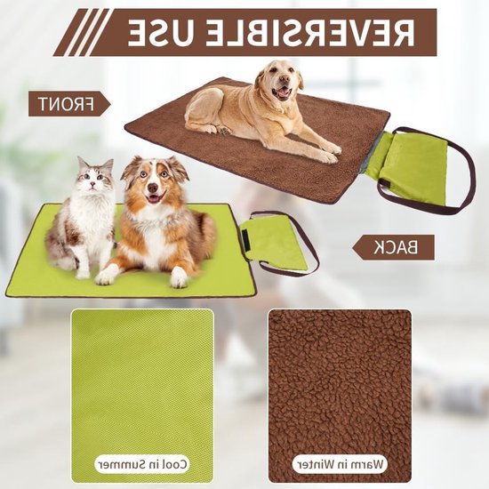 Draagbare huisdierdeken 100x70cm, opvouwbaar en waterdicht, omkeerbare vloer mat voor honden en katten, ideaal voor binnen, buiten, kamperen en reizen. — afbeelding 3