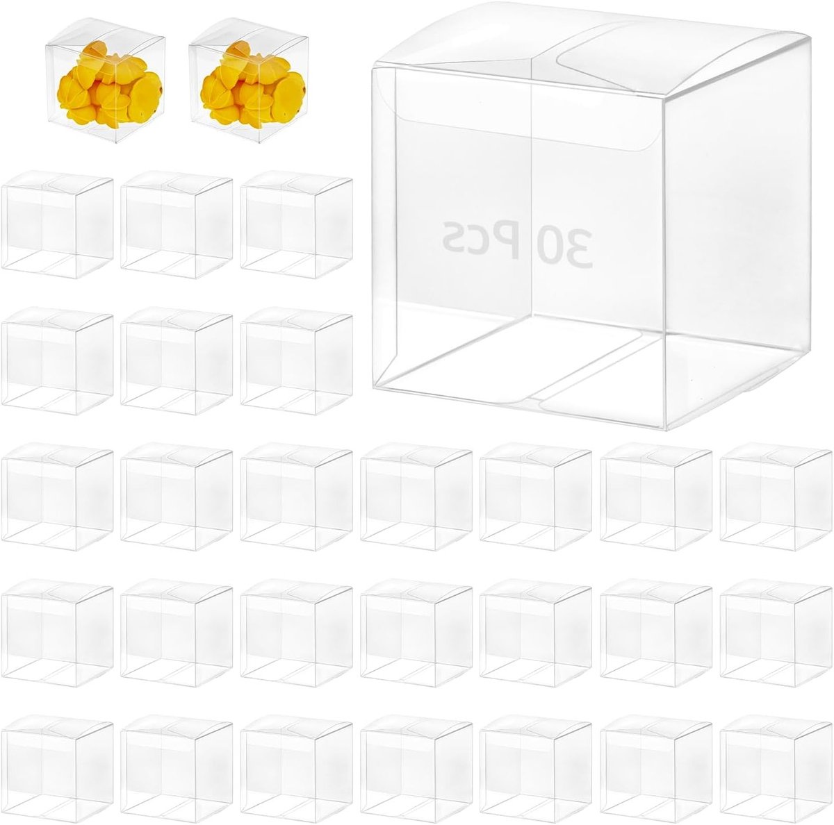 30 Stuks Duidelijke Cadeau Dozen 7 x 7 x 7 cm voor Sieraden, Taarten en Snoepjes Opslag