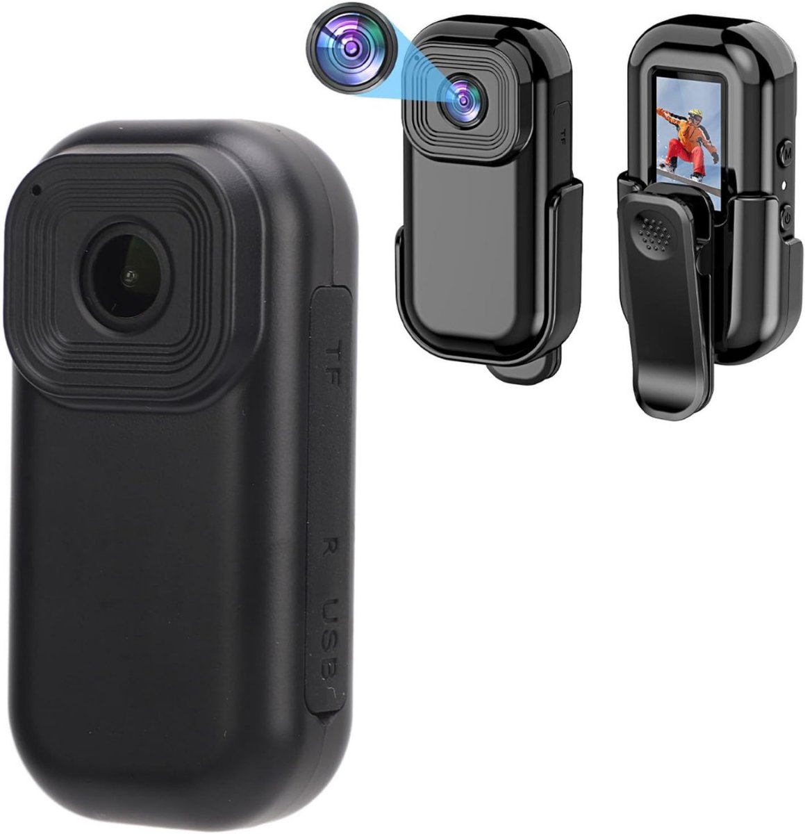 REN® Bodycam - Body cam - Body camera - Draaibare Lens HD 1080P - 3,91 cm - Zwart - 10cm x 9cm x 5cm