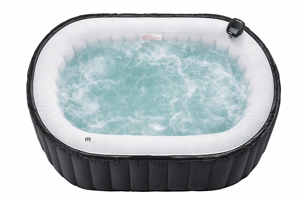 Opblaasbare Jacuzzi 2 Personen 186 x 125 x 68 cm – Bubble Spa met Snelle Verwarming 550L – Opvouwbare Opblaasbare Whirlpool voor Tuin & Terras – Antraciet – Urbanhome