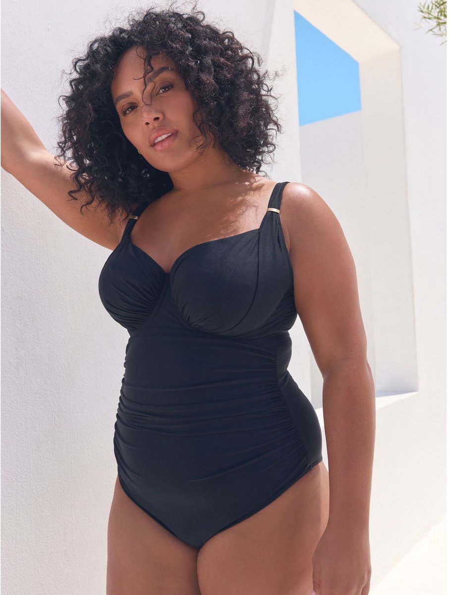 Next Dames - Blauw ondersteunend F-K badpak met beugels - Zwart Black