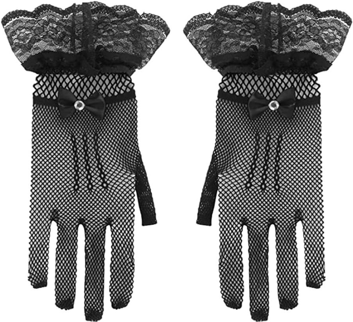 Elegante Kanten Handschoenen voor Vrouwen - Perfect voor Bruiloften, Diner en Cosplay - 2 Paar Elastische Accessoires