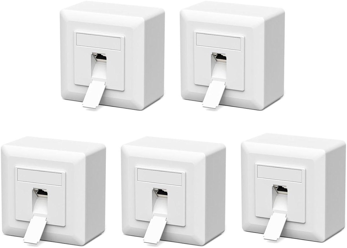 Netwerkdoos Cat7 - LAN-stopcontact Netwerkdoos - Internet Aansluiten - Volledig Afgeschermd - 1 Poort - Wit