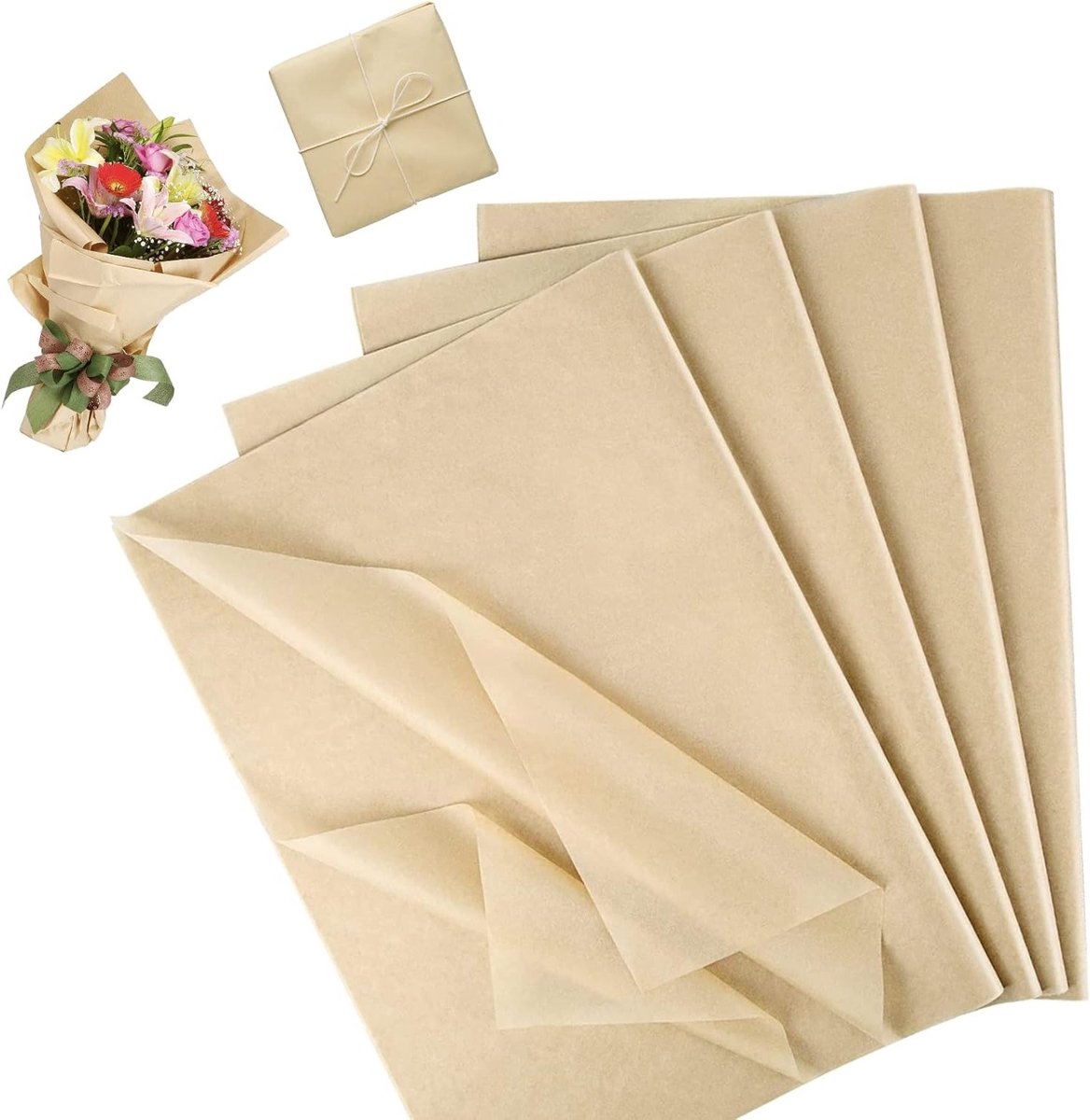 100 Vellen Kraft Papier voor Verpakking - 50 x 35 cm Glanzend Tissue Papier voor Cadeaus, Bruiloften en Feestjes
